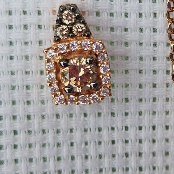 NIB 14k Le Vian rose gold chocolate diamond necklace and earring set - Picture 8 of 16